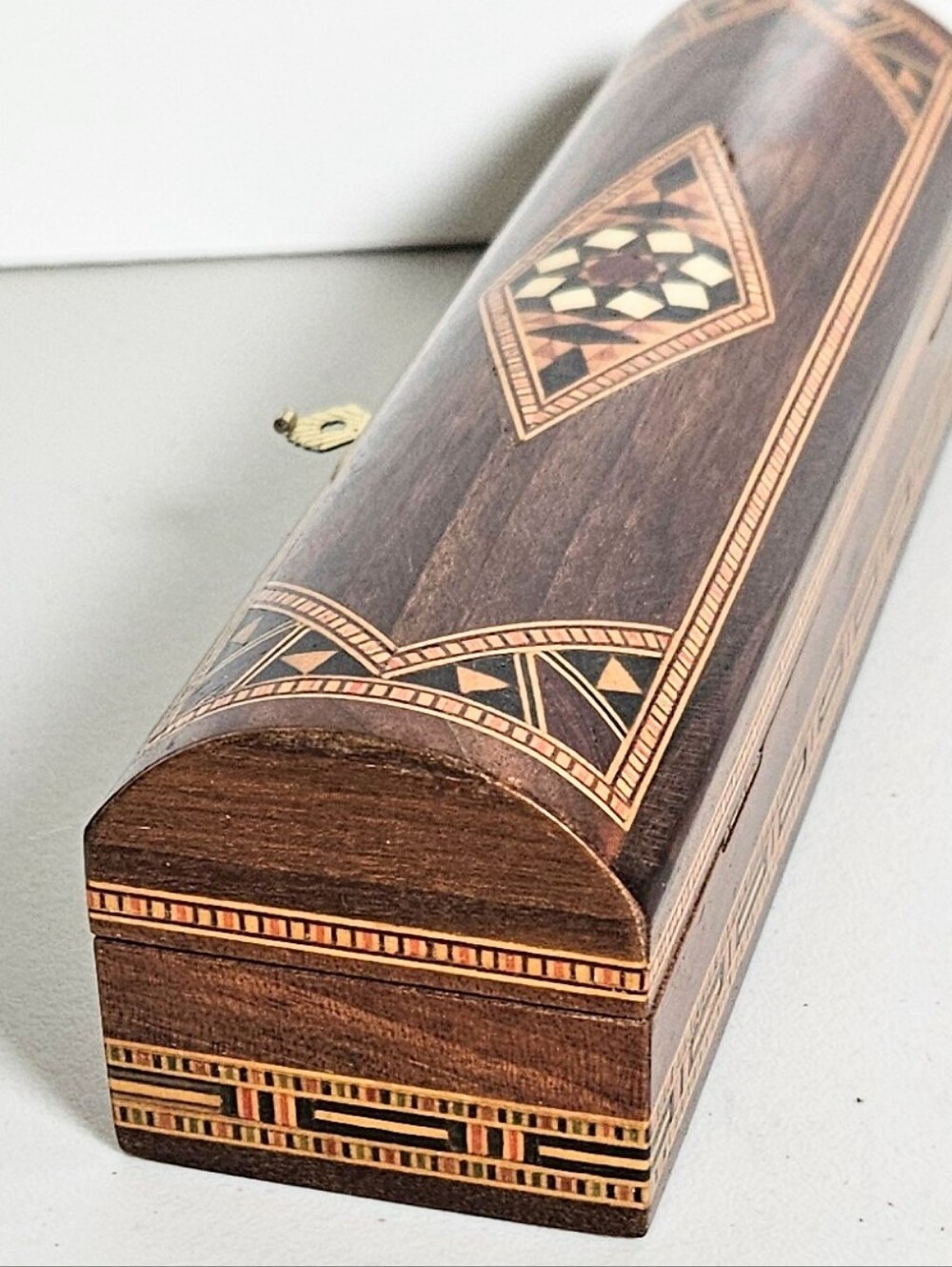 Vintage Handmade Marquetry Micro Wood Inlay Frankincense Trinket Decor Box - Picture 2 of 8